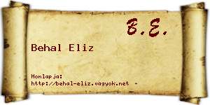Behal Eliz névjegykártya